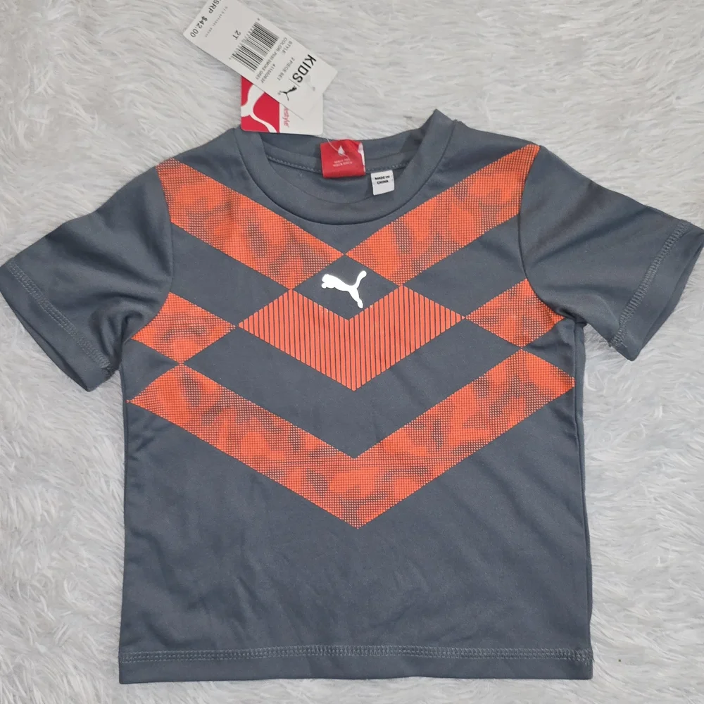 NewbPuma Kids Gray and Orange Shirt & Shorts Set sz 2T
